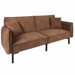 The Home Deco Factory - Canapé convertible effet cuir Grimstad - 3 Places - Marron