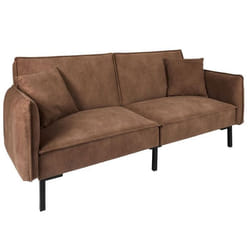 The Home Deco Factory - Canapé convertible effet cuir Grimstad - 3 Places - Marron