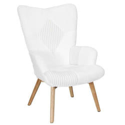 The Home Deco Factory - Fauteuil de salon scandi en patchwork Helsinki - Blanc