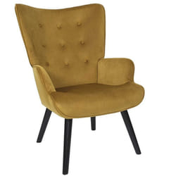The Home Deco Factory - Fauteuil de salon en velours côtelé Giulia - Ocre