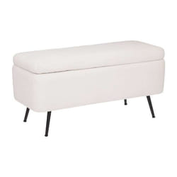 Banc de rangement en velours AURORA - Blanc