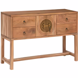 Réalisée en bois d'acacia, la console Jiling se distingue par ses détails en métal au fini laiton qui habillent les 4 tiroirs ...