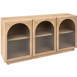 Le buffet 3 portes en verre Lousada est à la fois élégant et fonctionnel. Ce meuble de rangement s'intègre dans tous les inté ...