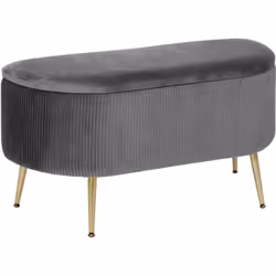 Le banc coffre en velours Solaro d'Atmosphera arbore un design chic et élégant. Les piètements fins et brillants donnent un r ...