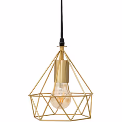 Cette suspension filaire possède une jolie structure en métal doré. Tout en éclairant vos soirées, ce luminaire apportera à v ...