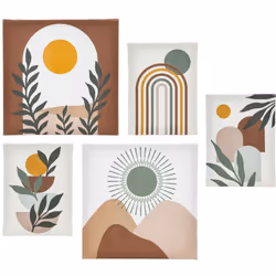 Personnalisez vos murs avec cet ensemble de 5 toiles imprimées. Ces toiles murales, aux nuances de couleur vives apporteront  ...