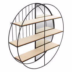 Étagère en métal et fibres de bois avec miroir - Noir