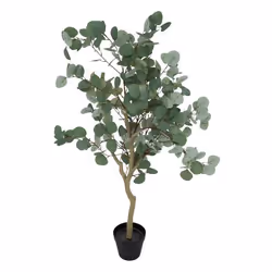 Atmosphera - Eucalyptus artificiel avec pot plastique - H. 127 cm - Vert