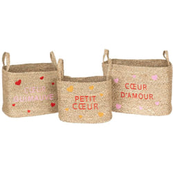 Atmosphera - Lot de 3 paniers en osier assortis motifs cœur