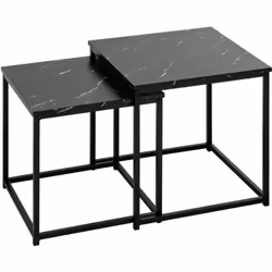 Ce lot de 2 tables d'appoint effet marbre allie élégance et praticité. Les tables possèdent un ravissant plateau avec un effe ...