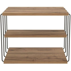 Table de chevet 3 niveaux en bois et métal - Marron et noir