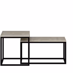 Duo de tables basses encastrables effet travertin - Beige et noir