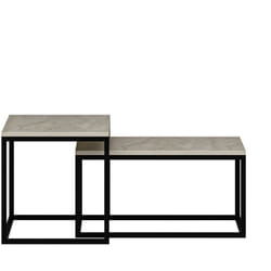 Duo de tables basses encastrables effet travertin - Beige et noir