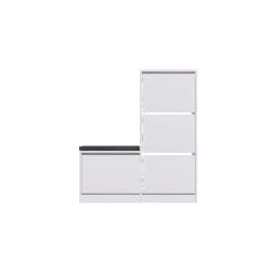Toilinux Meuble à Chaussures avec Banc - Blanc & Gris
