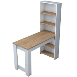 Table à manger Toilinux - Marron et blanc, Bois et verre