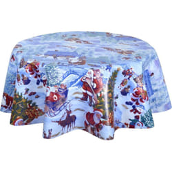 Nappe en toile cirée ronde NEIGE - Diam. 135 cm - Bleu