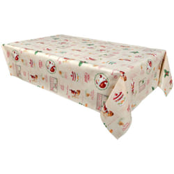 Nappe en toile cirée rectangulaire SANTA CLAUS - 140 x 250 cm - Ecru