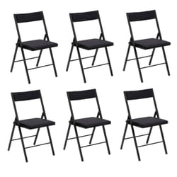 Lot de 6 chaises pliantes carrées effet velours - Noir