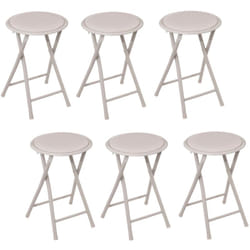 Lot de 6 tabourets d'appoint pliables en PVC - Beige