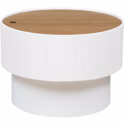 Très contemporaine, la table à café Enola est réalisée en bois peint et offre une forme originale. Idéale comme table d'appoi ...