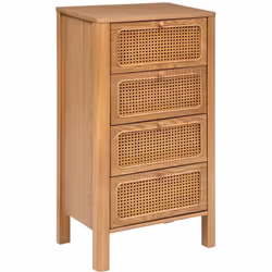 Réalisé en bois, le chiffonnier Tiria dispose de 4 tiroirs de rangement dont les façades sont ornées de cannage en rotin. Il  ...