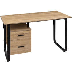 Bureau avec caisson en bois - Marron