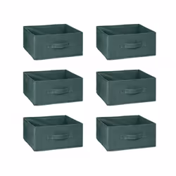 Lot de 6 boîtes de rangement en velours MIX 'N MODUL - L.31 x l.31 x H.15 cm - Kaki
