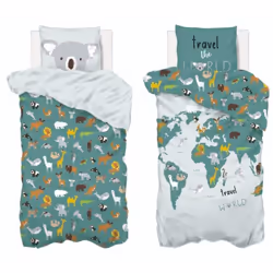 Transformez la chambre de votre enfant en un véritable voyage autour du monde avec cette magnifique parure de lit 1 place. Co ...