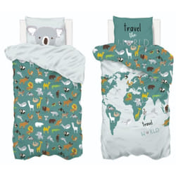 Parure de lit enfant imprimée Carte du Monde