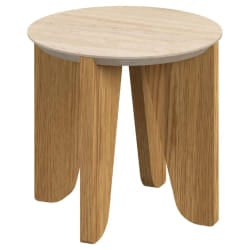 Table d'appoint ronde avec plateau effet travertin LIMA - Marron