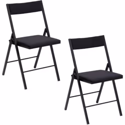 Alliez confort et fonctionnalité avec ce lot de 2 chaises pliantes au revêtement effet velours noir. Parfaites pour les petit ...
