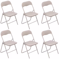 Lot de 6 chaises pliantes en PVC - Beige