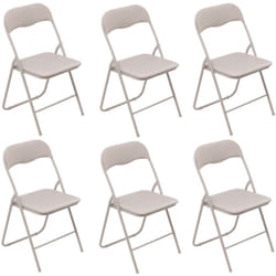 Lot de 6 chaises pliantes en PVC - Beige
