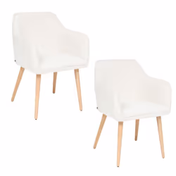Lot de 2 fauteuils à dîner en bouclette VISOCA - Blanc