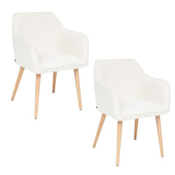 Lot de 2 fauteuils à dîner en bouclette VISOCA - Blanc