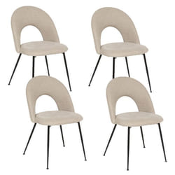 Toilinux - Lot de 4 chaises en tissu avec pieds métal RAVEN - Beige