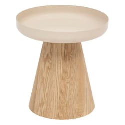 Table à café ronde en métal et bois HERCYNA - Beige
