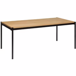 Table à manger effet bois et métal pour 6 personnes ALDEA - Beige
