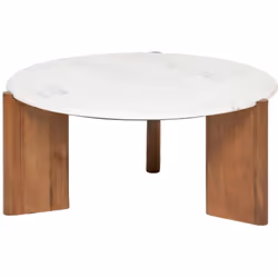 Apportez une touche d’élégance et de raffinement à votre salon avec cette table basse ronde combinant un plateau en marbre bl ...