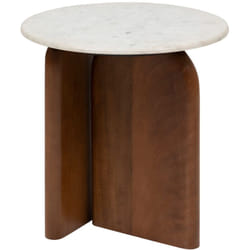 Atmosphera - Table à café ronde en marbre et bois massif nanda