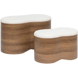 Ensemble de 2 bancs coffres effet bois et bouclette loe