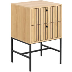 Table de chevet rectangulaire 2 tiroirs effet tasseaux BAÏKAL - Beige