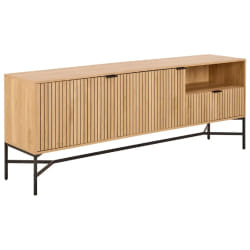 Buffet avec 2 portes et 2 étagères effet tasseaux BAÏKAL - Beige