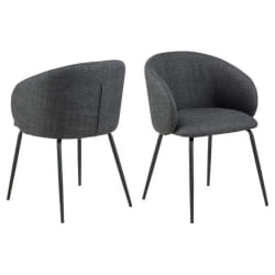 Lot de 2 chaises avec accoudoirs SÖREN - Gris anthracite avec pieds noirs