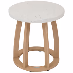 Table de jardin d'appoint ronde en bois et béton LEMINDO - Marron