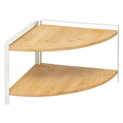 Étagère d'angle 2 niveaux en bambou et métal ORDERA