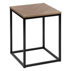 Bout de canapé en bois et métal CHEVRONS - Beige et noir