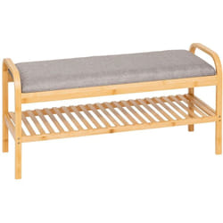 Meuble à chaussures 4 paires avec banc COSY - Beige et gris