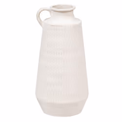 Atmosphera - Vase pichet en métal ERAN - H. 41 cm - Blanc