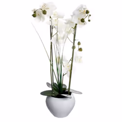 Atmosphera - Orchidée artificielle avec vase en céramique blanc - H. 53 cm